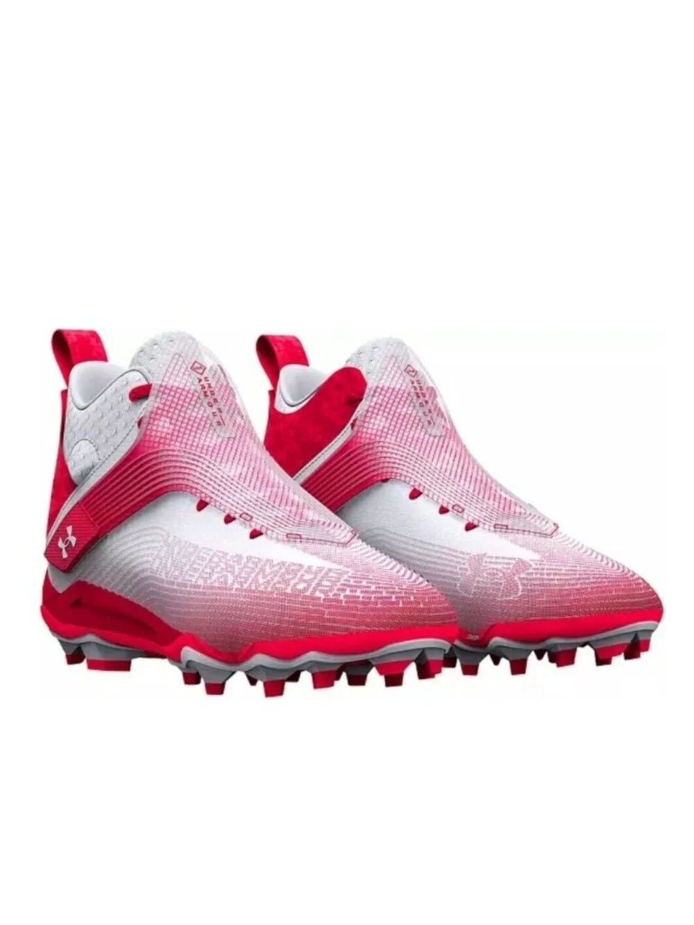 Under Armour Football Cleats Red White Mens Size 11.5 Molded Highlight Outdoor